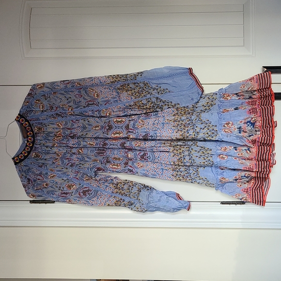 Anthropology brand new Bhanuni by Jyot pale blue floral dress size XL - Picture 1 of 4